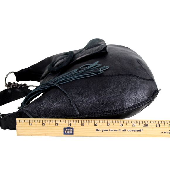 Chi by Carlos Falchi BLACK GENUINE LEATHER AND SNAKESKIN SHOULDER BAG HOBO PURSE - Picture 10 of 11